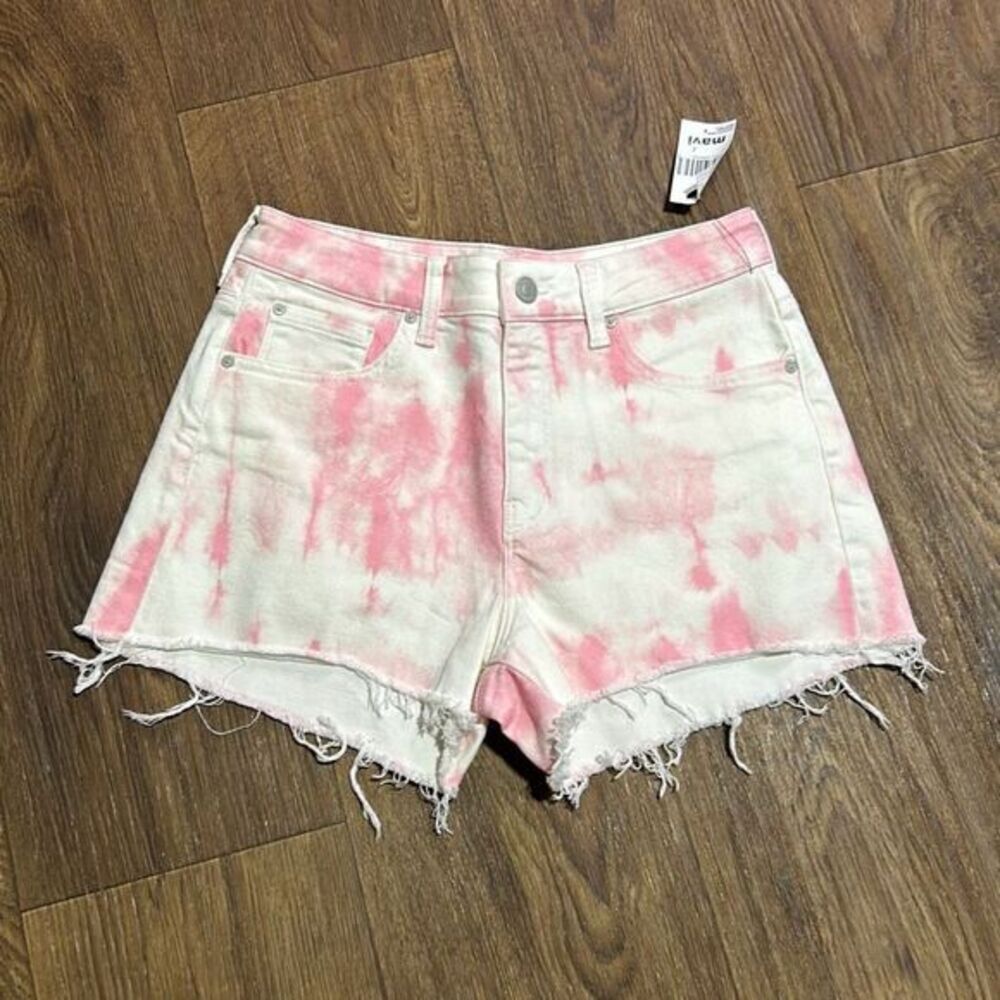Mavi Rosie cut off Jean‎ shorts pink white tie-dye booty shorts